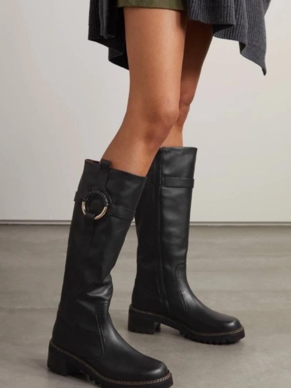 See by Chloe Hana Knee High Black Leather NEW boots made Spain SZ41